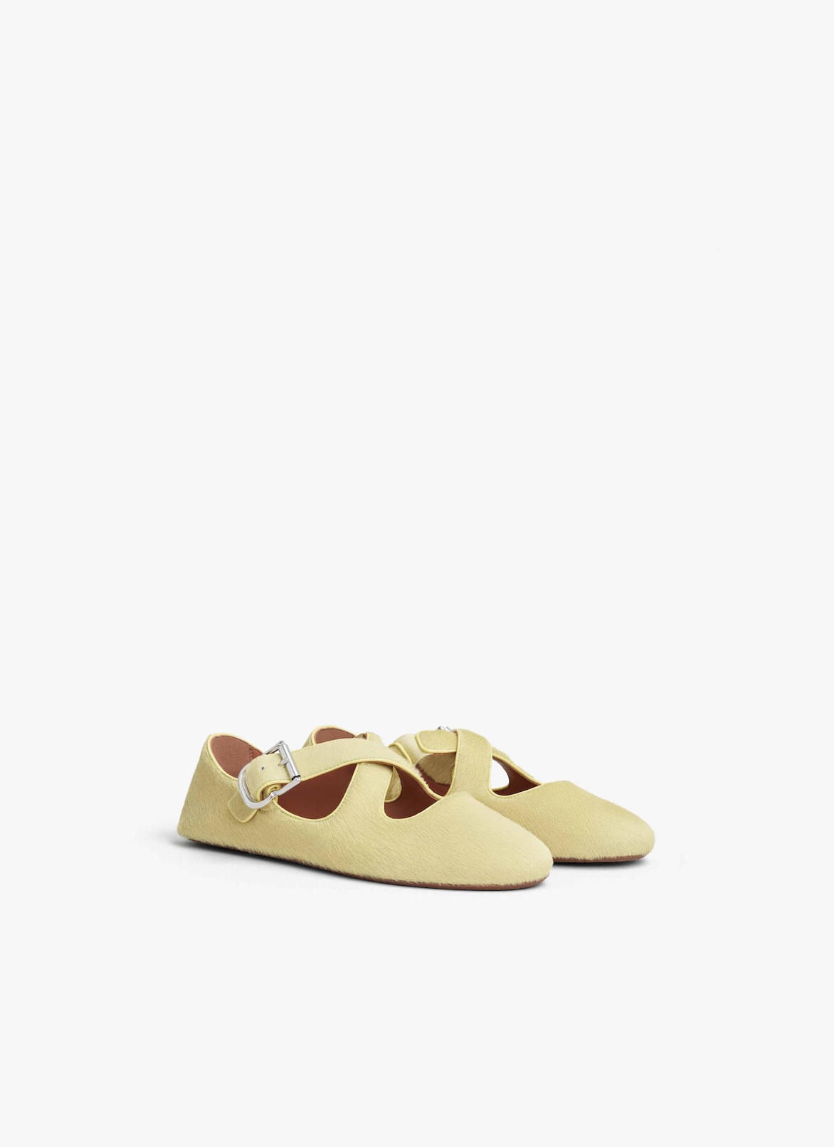 CRISS CROSS BALLET FLATS IN HAIRCALF ALAÏA LEMON YELLOW CRISS CROSS BALLET FLATS IN HAIRCALF